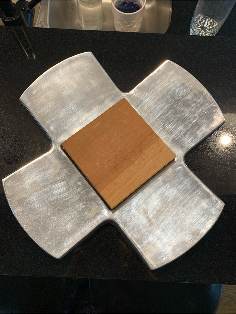 Nambe Silver and Wood Serving Platter